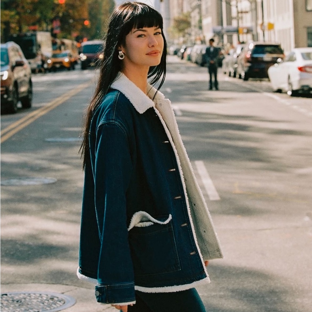 J Crew Denim Jacket with Sherpa Lining